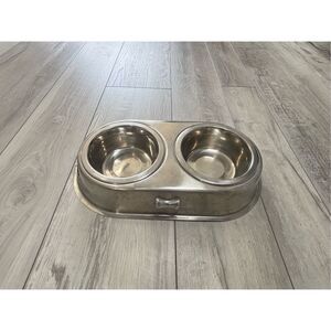 Every Yay brushed stainless steel elevated double dog cat bowl pet dish